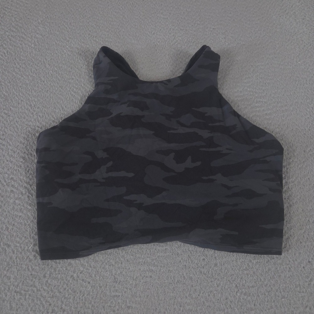 Athleta Sports Bra Womens XL Black Conscious Crop Camo High Neck Racerback Tank